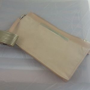 ALDO Pastel Suede Clutch Purse w/Wristlet, Gold
